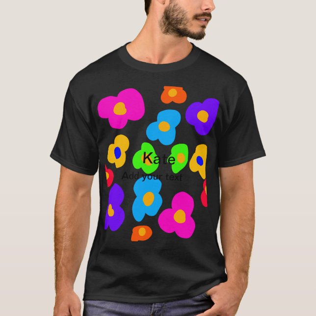Regnbågblomman pride kärlek lägger till namn text  t shirt (Framsida)
