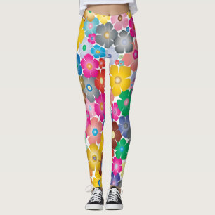 Regnbågblomsblomning baljväxter leggings