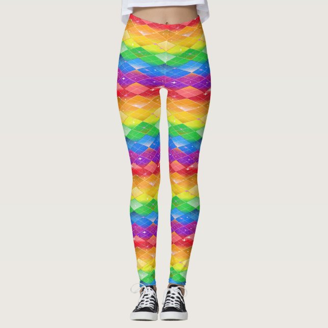 RegnbågdiamantPridet Argyle Gnistra Sjöjungfru  Leggings (Framsida)
