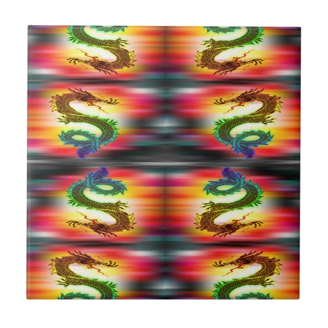 Regnbågdrakar Kakelplatta (Framsidan)