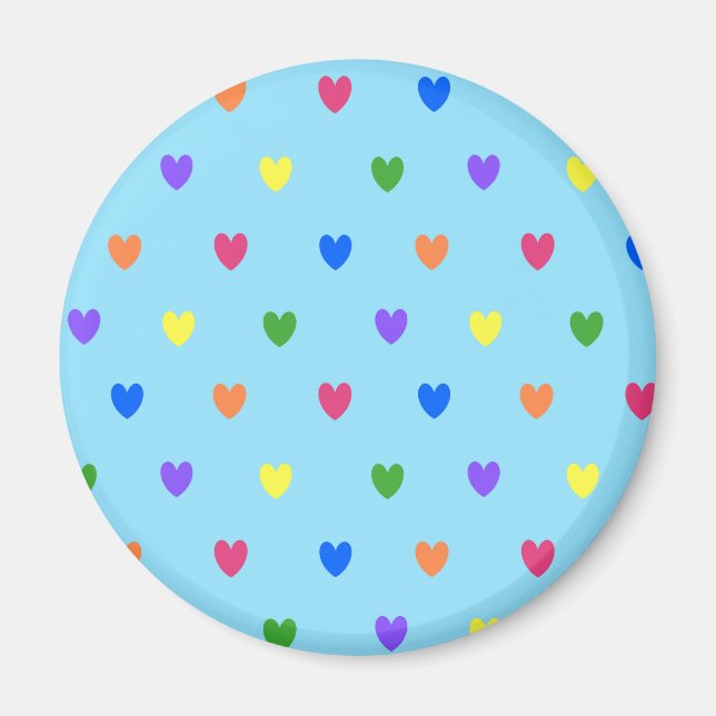 Regnbågdykarhjärtan på baby blue magnet (Framsidan)