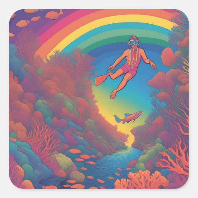 Regnbågdyva Fyrkantigt Klistermärke (Framsida)