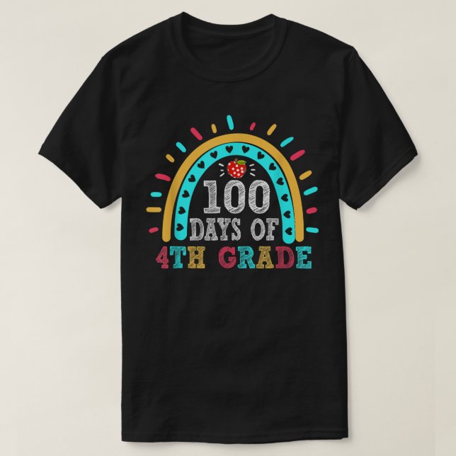 Regnbåge 100 dagar Smarter 4:e Klass-läraren 100th T Shirt (Design framsida)