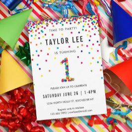 Regnbåge 1:a födelsedagen Party, första födelsedag Inbjudningar