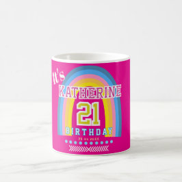 Regnbåge 21-årsdag Hot Pink Kaffemugg