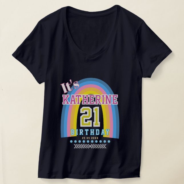 Regnbåge 21-årsdag  t shirt (Laydown)