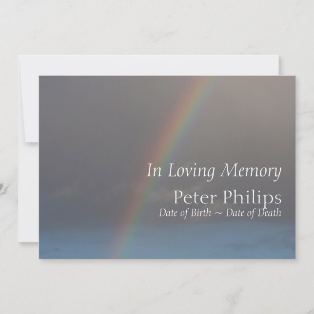 Regnbåge 2 Meddelande om tjänsten för begravning a Inbjudningar (Framsida)