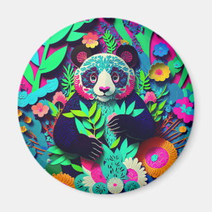 Regnbåge 3D-illusion panda falskt papperssnitt Magnet