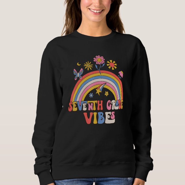 Regnbåge 7:e klassens vibbar Retro tillbaka till s T Shirt (Framsida)