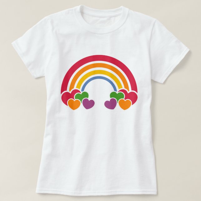 Regnbåge 80's 'n Hearts T-Shirt (Design framsida)