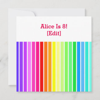 Regnbåge 8:e Födelsedagsfest inbjudan