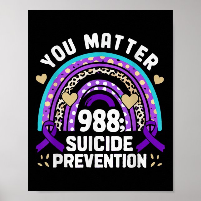 Regnbåge 988 Självmordsförebyggande medvetandegöra Poster (Framsidan)