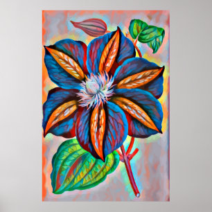 regnbåge Abstrakt Färg Flower Original Digital Art Poster