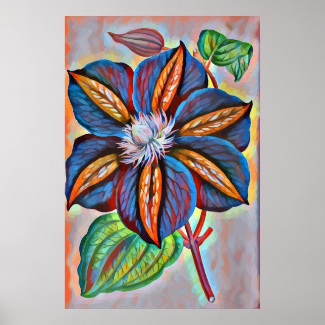 regnbåge Abstrakt Färg Flower Original Digital Art Poster (Framsidan)