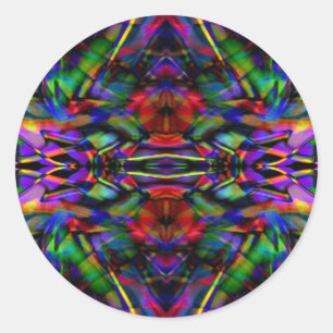 Regnbåge Abstrakt Fractal Art Runt Klistermärke