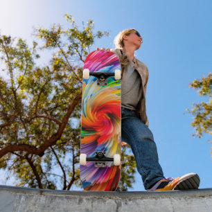 Regnbåge Abstrakt Livlig Virvel Modern Mini Skateboard Bräda 18,5 Cm
