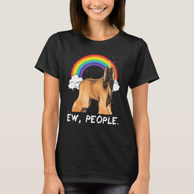 Regnbåge Afghan Hound Ew Människor Enhörning Hund T Shirt (Framsida)