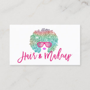 Regnbåge Afro Hair Girl Sunglasses Mode Stylist Visitkort