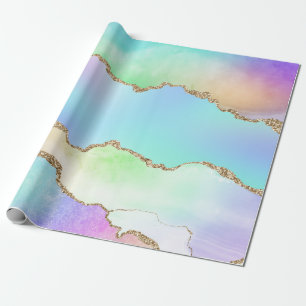 Regnbåge Agat Pastell Falskt Glitter Presentpapper