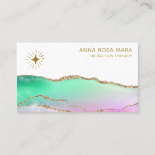 *~* Regnbåge agate Guld Glitter Vein Pastellstjärn Visitkort
