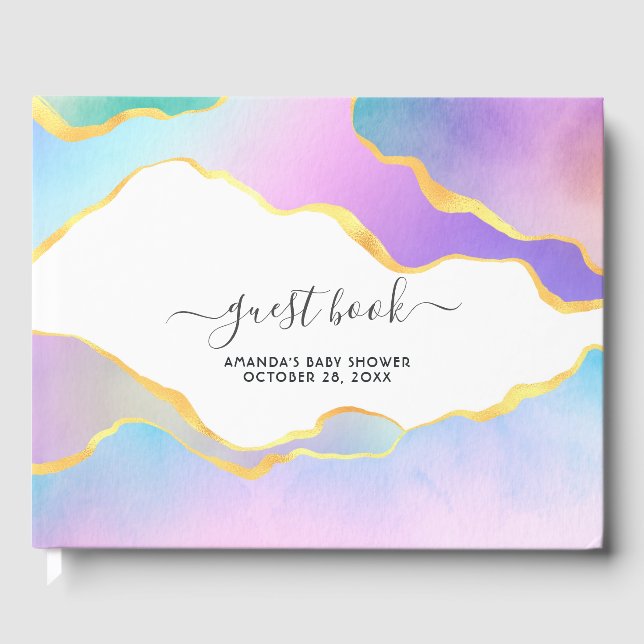 Regnbåge Agate Stone Baby Shower Guest Bok (Framsida)