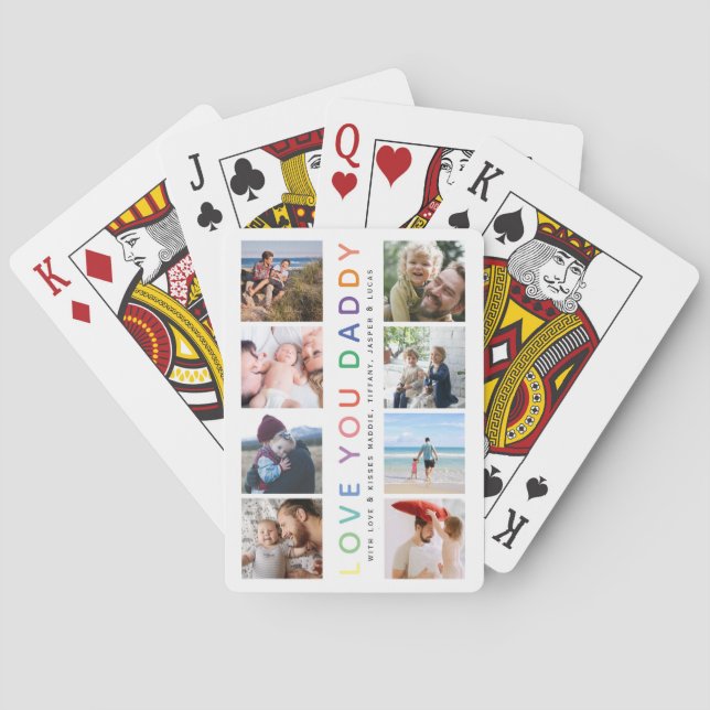 Regnbåge 'ÄLSKAR DIG PAPPA' Foto Collage Minne Casinokort (Baksidan)