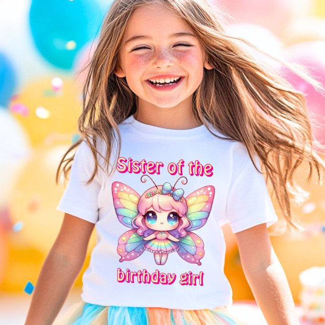 Regnbåge älva fjäril syster till födelsedagsflicka t shirt (Skapare uppladdad)