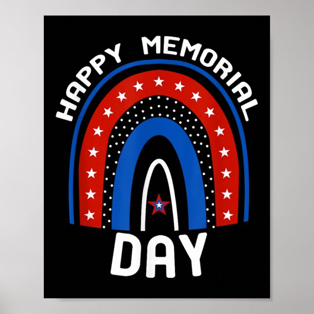Regnbåge Amerikansk Flagga Glad Minnesdag USA Flag Poster (Framsidan)