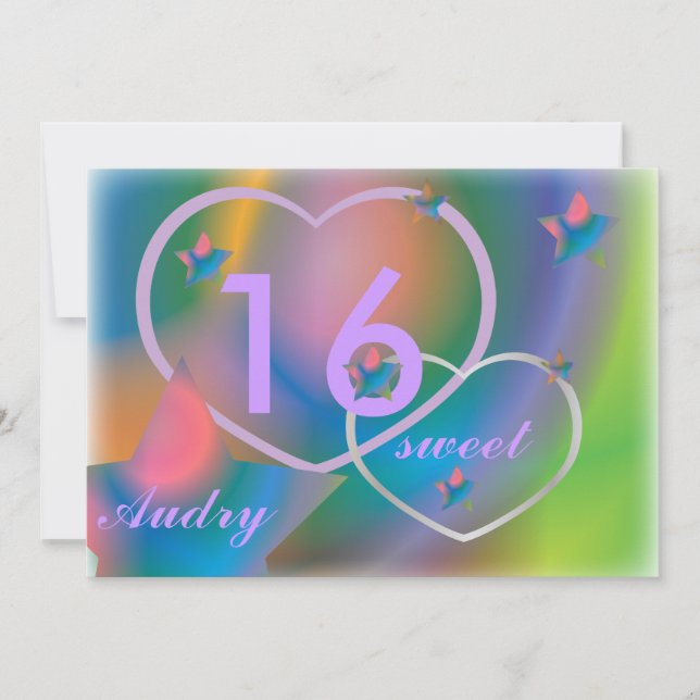 Regnbåge - Anpassa Sweet sixteen Spara Datumet (Framsida)