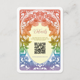 Regnbåge Art Nouveau QR-kod Bröllopsbilaga Tilläggskort
