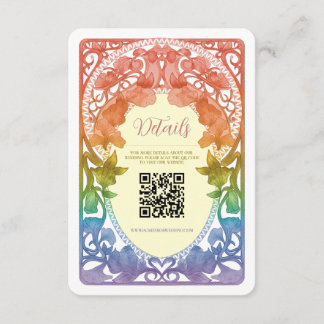 Regnbåge Art Nouveau QR-kod Bröllopsbilaga Tilläggskort