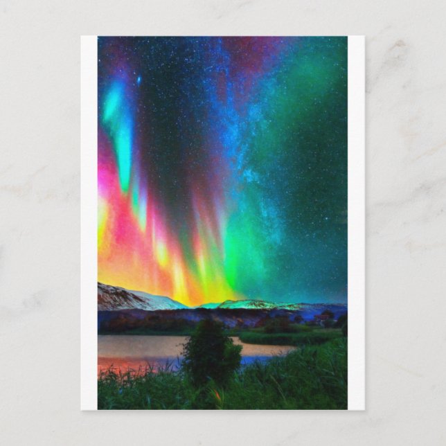 regnbåge Aurora Borealis art2 Vykort (Framsida)