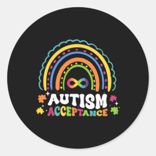 Regnbåge Autism Oändlighetssymbol Män Kvinnor Auti Runt Klistermärke