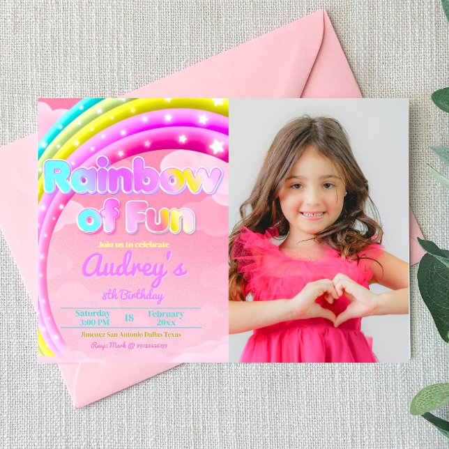 Regnbåge av kul med landskapsbild inbjudningar (Rainbow of Fun with Picture Landscape Invitation)