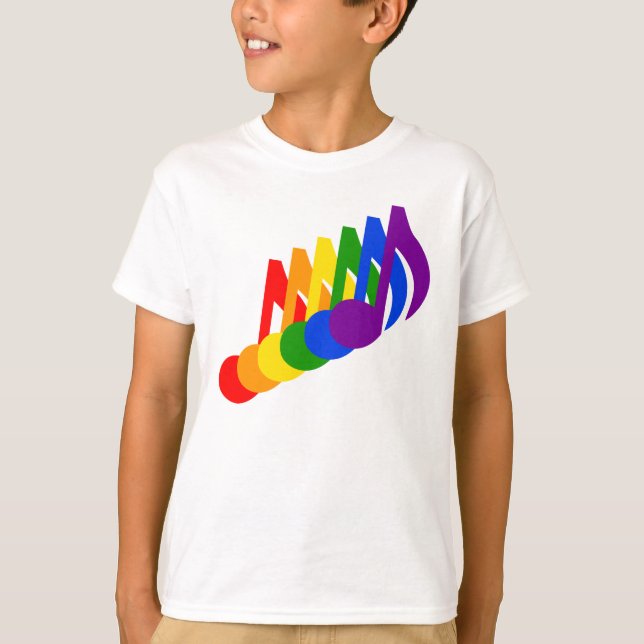 Regnbåge av musik noter t-shirt (Framsida)