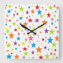 Regnbåge av Stars Clock Fyrkantig Klocka