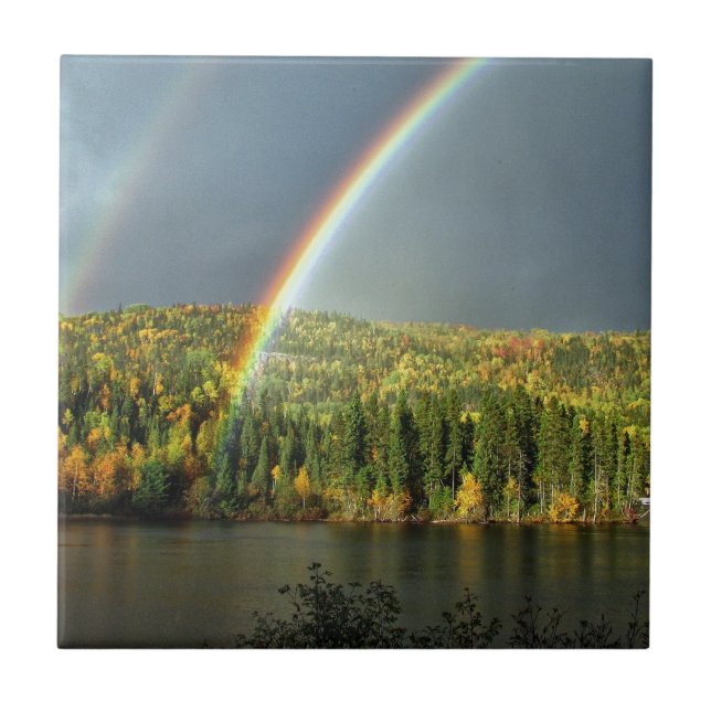 regnbåge av turlig tur-natur himlar vatten träd kakelplatta (Framsidan)