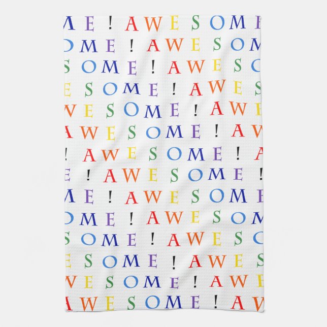 Regnbåge Awesome Typografi Mönster Kökshandduk (Vertikal)