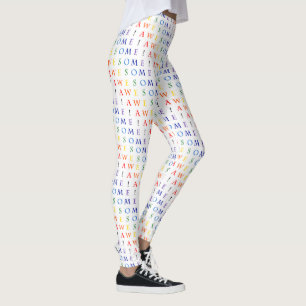Regnbåge Awesome Typografi Mönster Leggings