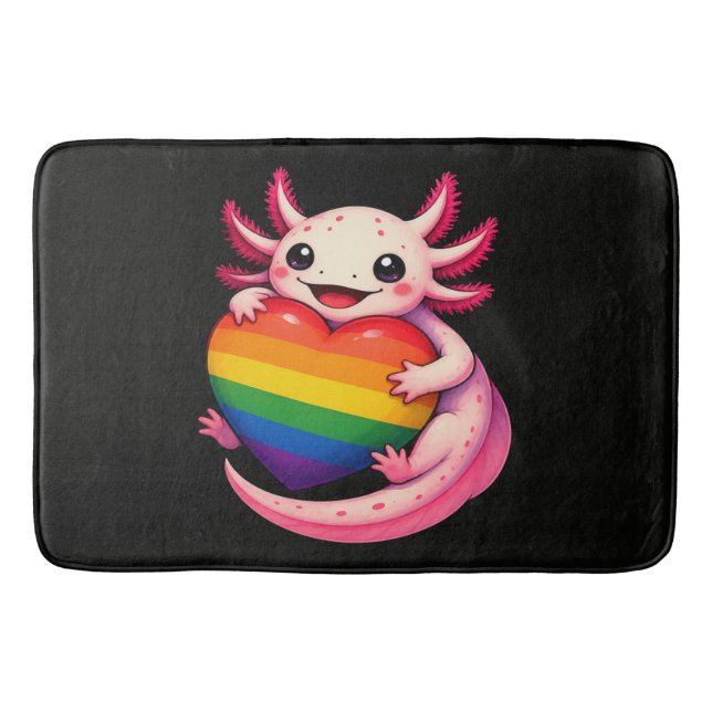 Regnbåge Axolotl Hjärtan Pride Amfibie Badrumsmatta (Framsidan)