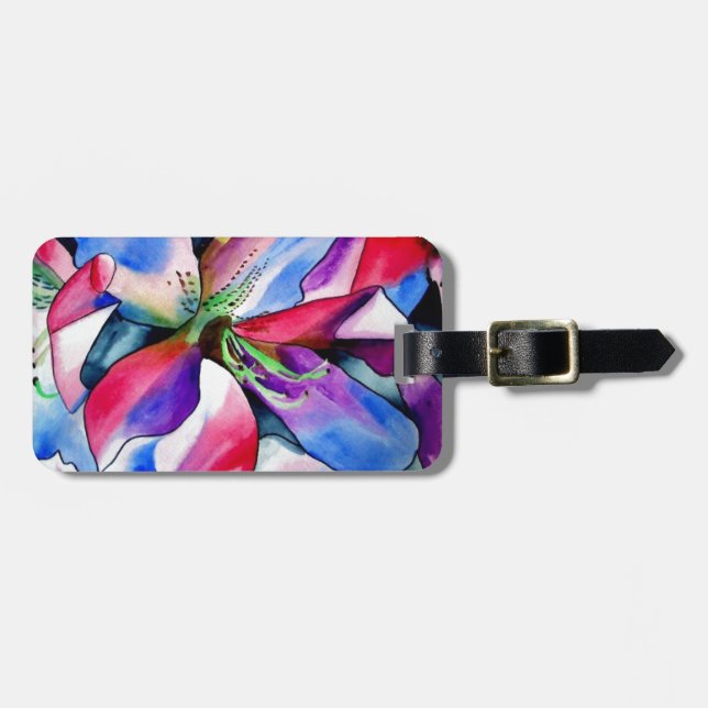 Regnbåge Azalea-blommans ursprungliga vattenfärgsm Bagagebricka (Horisontell Framsida)