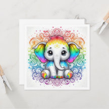 Regnbåge baby elefant tom kort