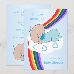 Regnbåge Baby Pojke Baby Shower Inbjudningar