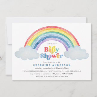 Regnbåge Baby Shower Inbjudan