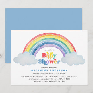 Regnbåge Baby Shower Inbjudan