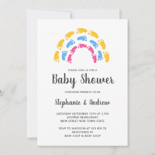 Regnbåge Baby Shower Inbjudningar