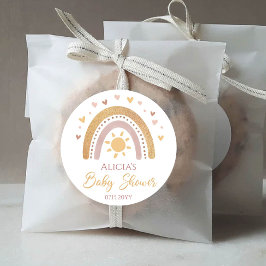 Regnbåge Baby Shower Klassisk Rund Klistermark Runt Klistermärke