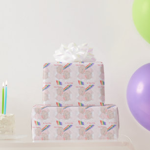 Regnbåge Baby Shower Tvillingflickor Anpassad Presentpapper