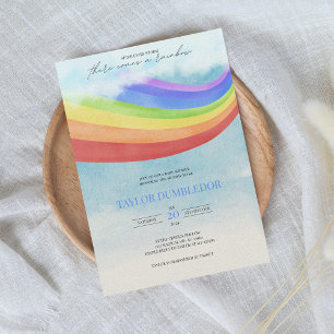 Regnbåge Baby vattenfärg Pastel Colorful Shower Inbjudningar