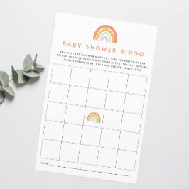 Regnbåge babydusch Bingo Game Cute Peach